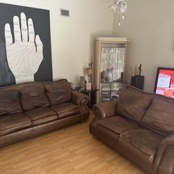 100% Buffalo Hide Sofa Set 94 in X 43 in Originally paid $4,800 for it