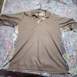 Browning Polo Shirt Adult XL  Brown/Camo Hunting Casual Short Sleeve Outdoor