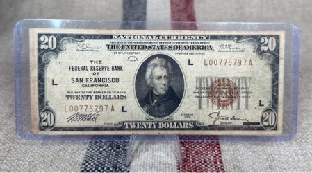 1929 $20 Federal Reserve Bank Note San Francisco