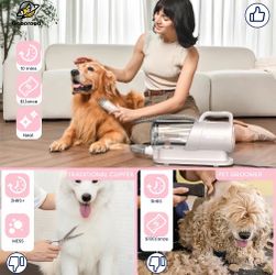 Dog Grooming Vacuum All-in-One Kit with 10KPa Suction, 2.2L Dust Tank, Adjustable Combs, Lightweight Design, Perfect for Gifts & Home Use summeressent