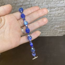 Handmade Blue Beaded Bracelet 