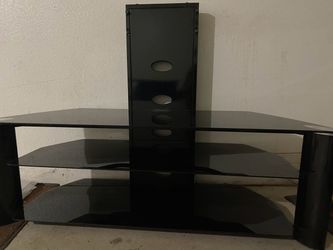 Black Glass 3-Tier TV Stand