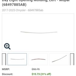 2017- 2025 Day Light Opening Molding, Left - Mopar ((contact info removed)5AB)