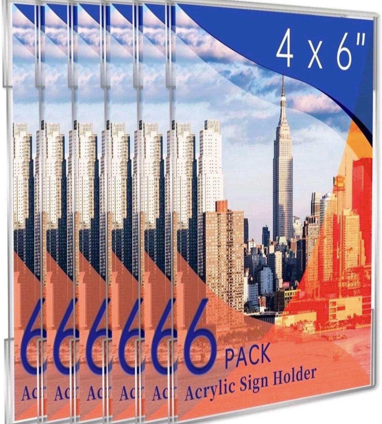 Acrylic Sign Holder 4x6,Wall Mount Acrylic Sign Holder with 3M Tape Adhesive,Plastic Sign Holder for Office,Home,School,Restaurants,No Drilling -Verti