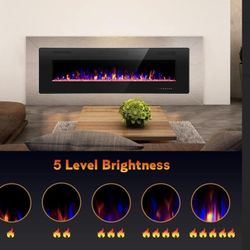 Brand New 50" x 18" Fireplace Heater Insert W Realistic LED Flames MULTI COLORS & SETTINGS + REMOTE BNIB NEVER USED