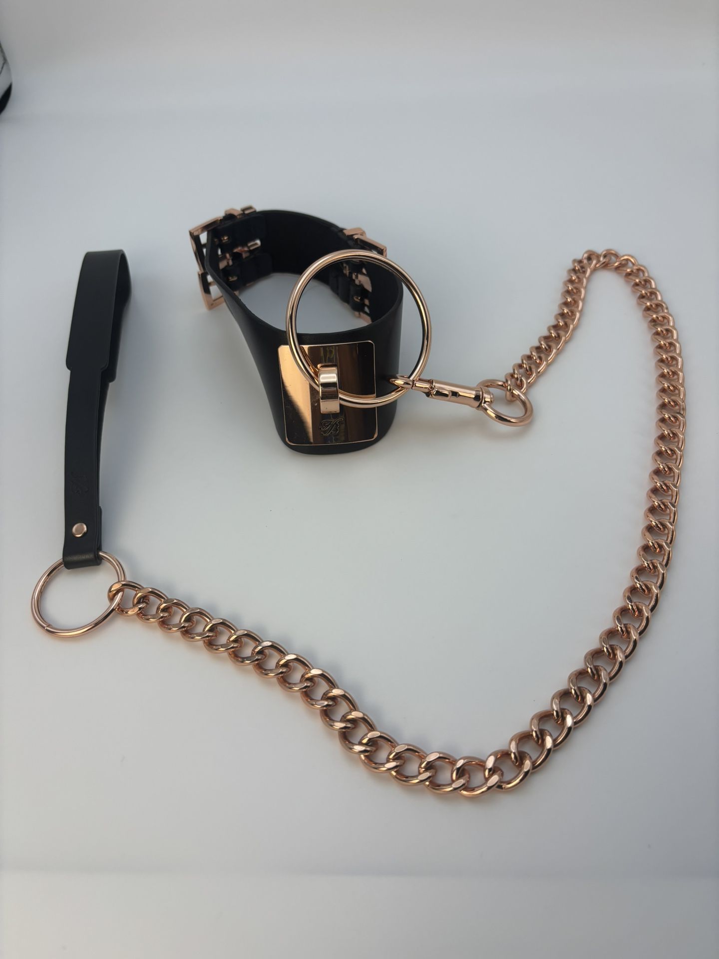 Honey Birdette Rose Gold limited Edition Deluxe Kit Collar & Chain black leather never used