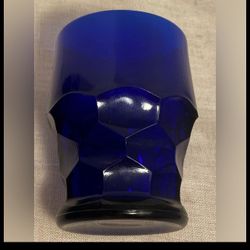 Vintage glass Viking Cobalt Blue Tumbler drinking glass honeycomb pattern MCM