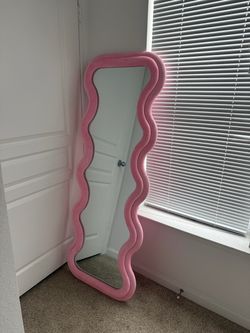 Pink Wavy Full-Length Floor Mirror