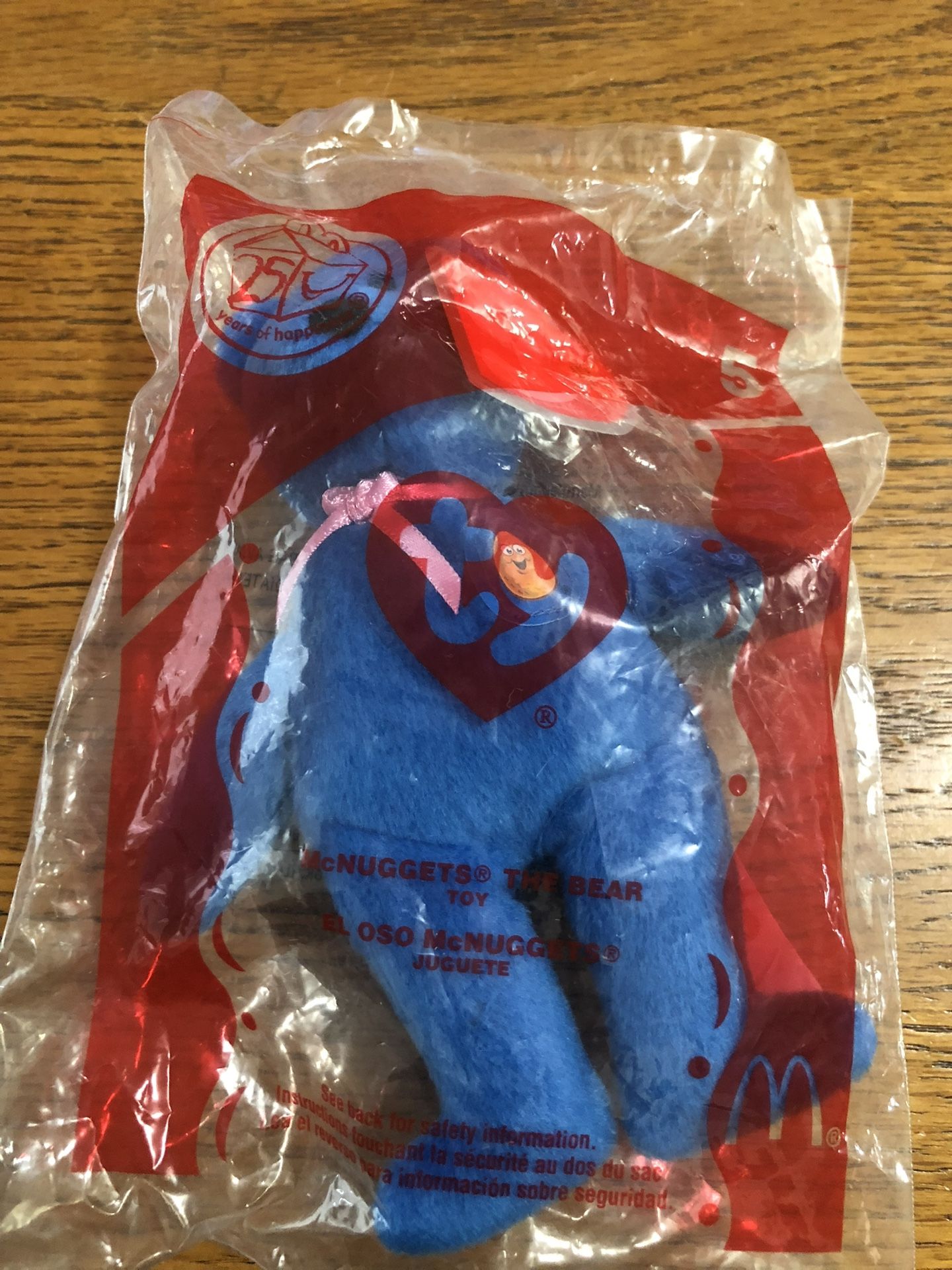 Ty Beanie Babies McNuggets  The Bear.   (Dark Blue Bear).  2004 McDonald’s 25th Anniversary years of happiness.  Brand New Never Opened Factory Sealed
