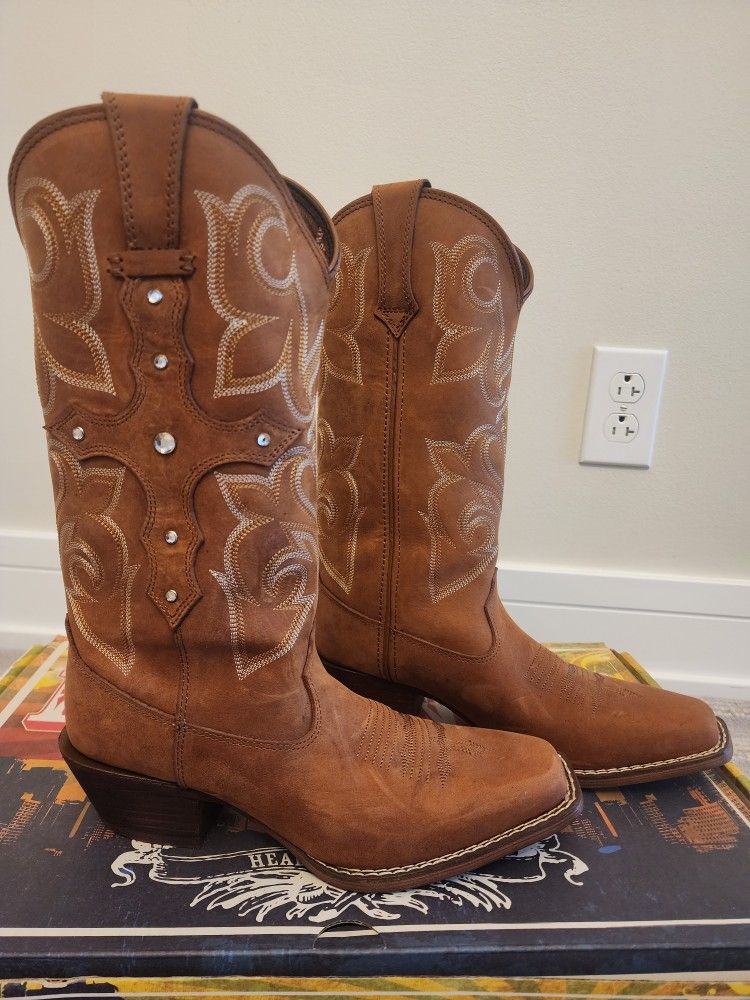 Durango NEW Brown Western Cowboy Boots With Rhinestone Cross Women Size 6.5