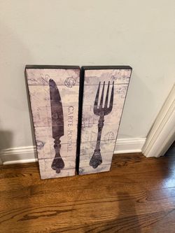 Vintage French Kitchen Wall Art Panels Set of 2