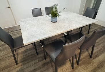 Marble Dining Table Set with 6 Chairs