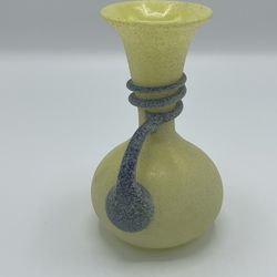 Blue and Yellow Glass Jug Vase 