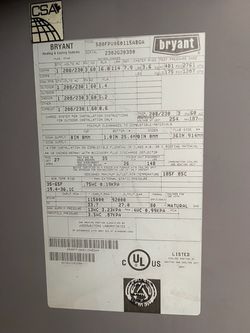 5 ton Bryant roof top Heating and cooling units