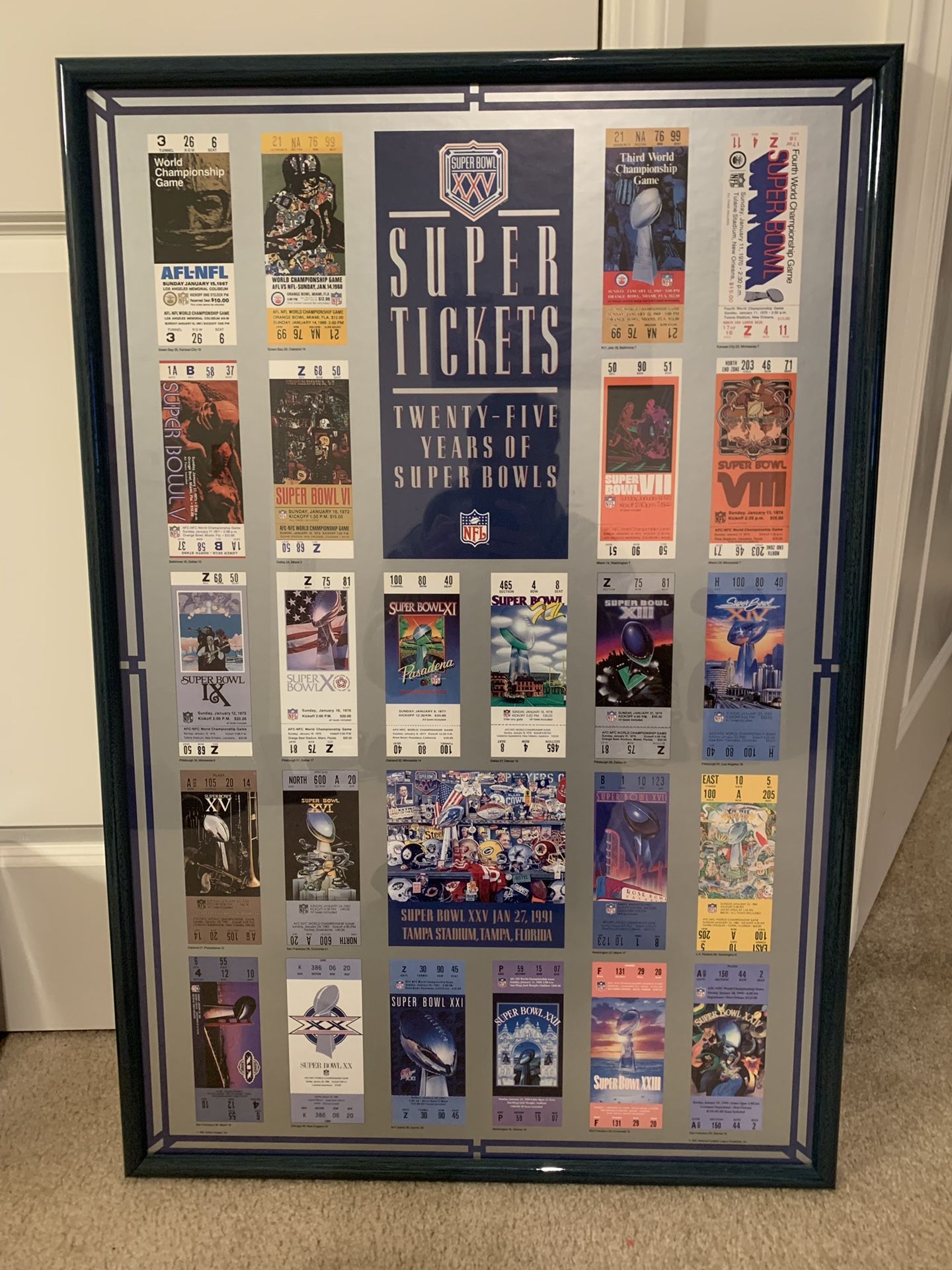 Super bowl tickets framed picture