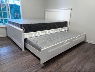 Queen bed with mattress and trundle