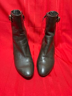 Cole Haan Nike Air Brown Leather Side Zip Buckle Ankle Boots Heels Women's 8B