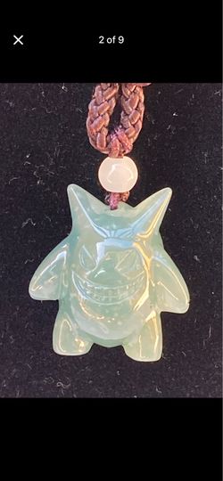 Certificate Jadeite jade Cartoon Green pikachu Gengar Pendant