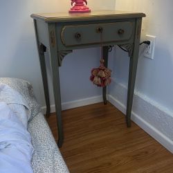 Vintage Green Nightstand With Lockable Drawer