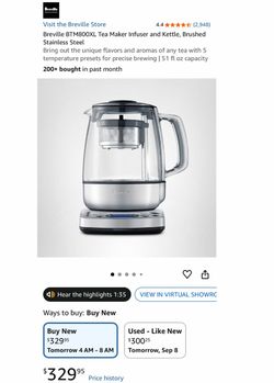 Breville BTM800XL Tea Maker Infuser and Kettle, Brushed Stainless Steel USED