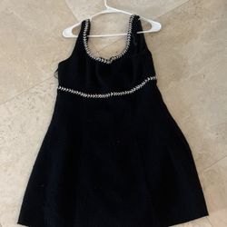 Aqua Black Tweed Dress With Crystals