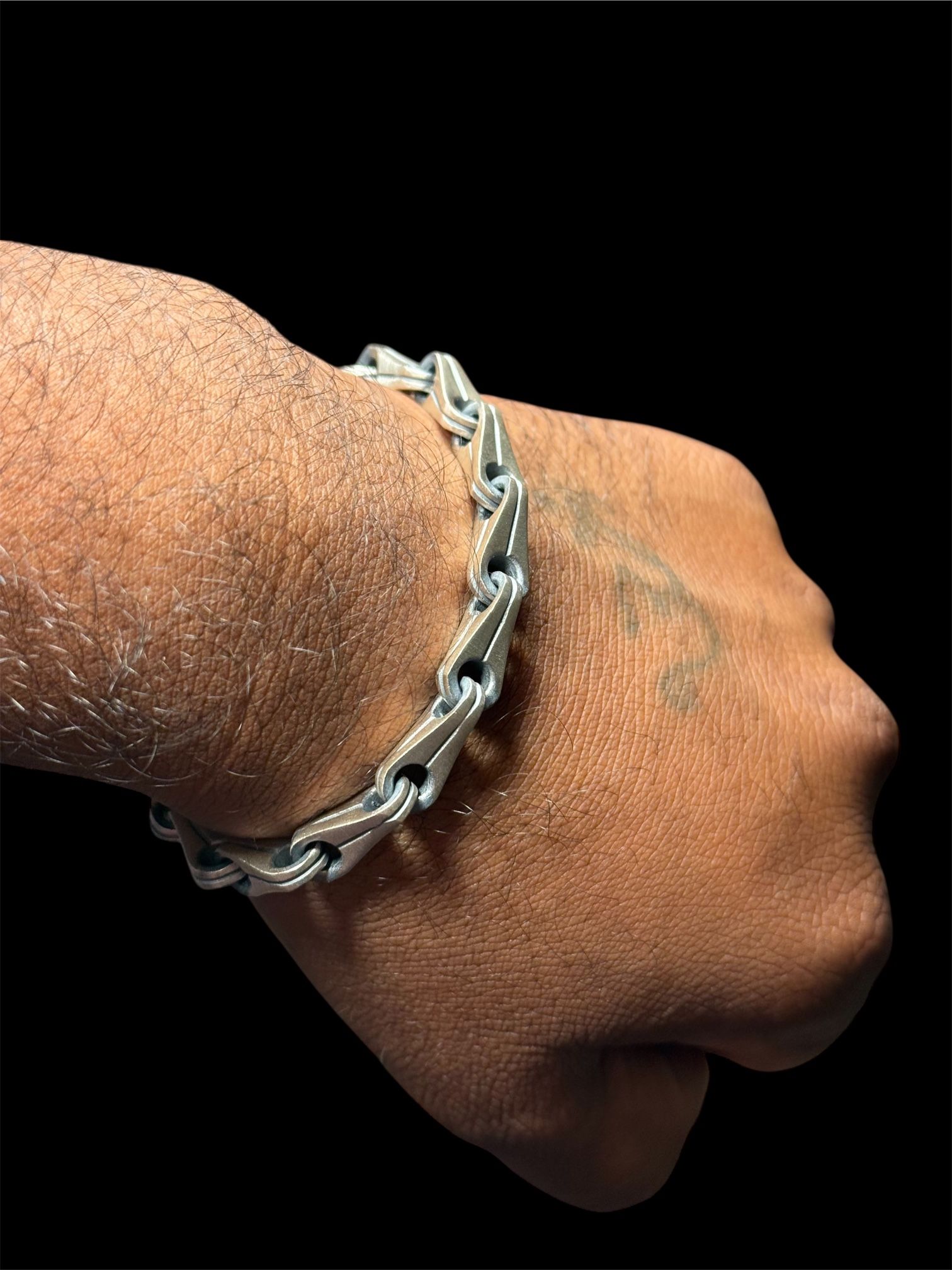 925 Sterling Silver Handmade Bracelet 8.3 Inch Matte Finish 6mm Heavy Chain