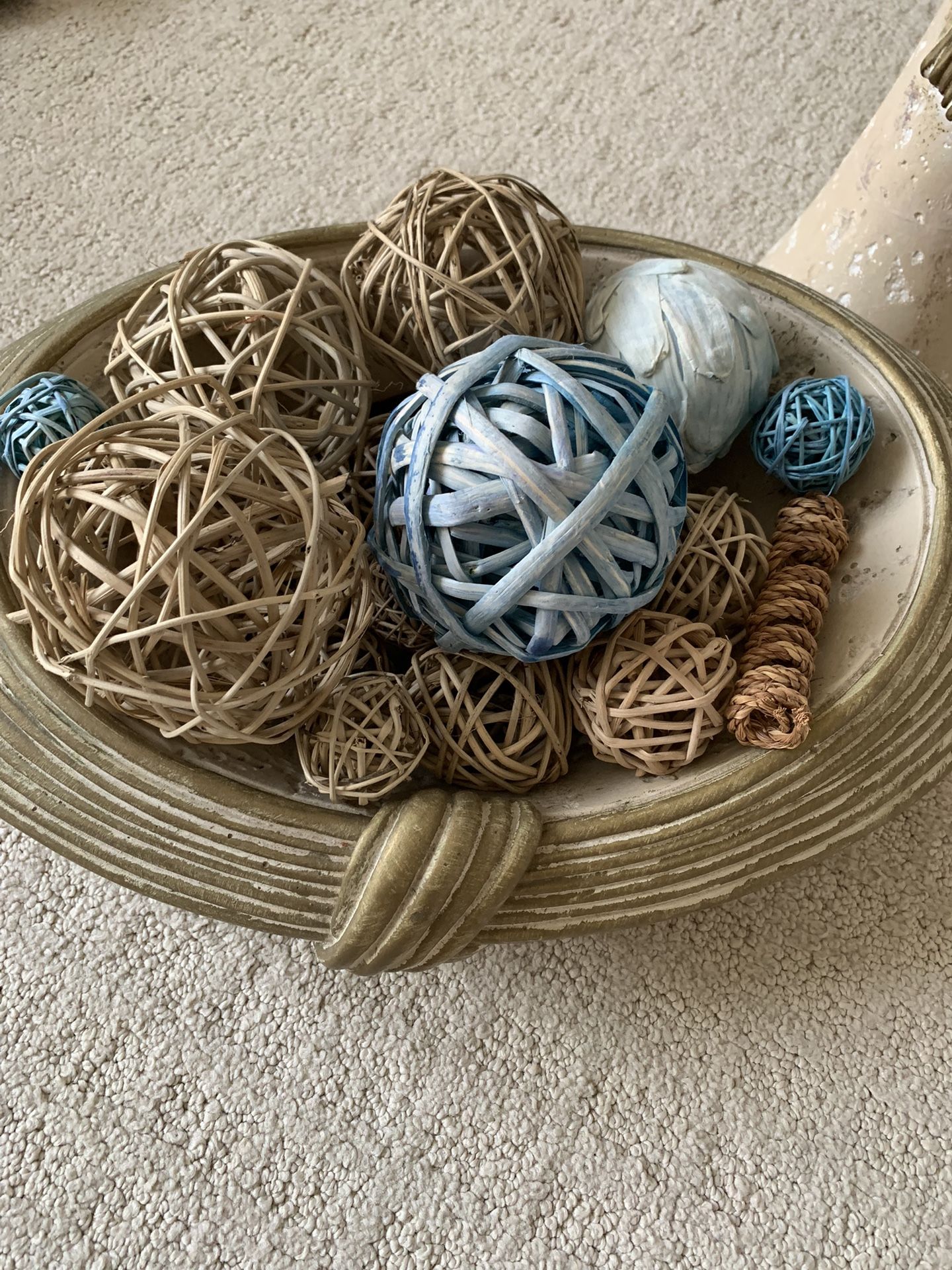 DECORATIVE BOWL(EMPTY) AND CANDLE HOLDERS