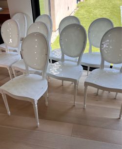 Set of 10 french designer dining chairs