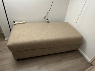 Large Beige Fabric Couch and  Ottoman