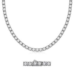 85 Ct 6.5mm, 21 Inch Moissanite Tennis Necklace Platinum Plated Over S925