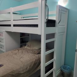 White Pinewood Twin Loft Bed
