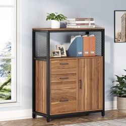 New 3 Drawers Lateral Filing Cabinet with Open Shelves