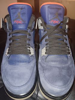 Air Jordan 4 Retro Blue Suede Sneakers Mens 12