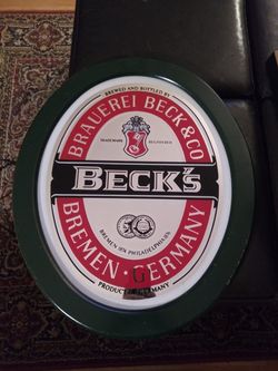 Vintage Beck's Beer Mirror 18.5" x 23” Bar sign