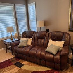 La-Z-Boy Maverick Leather Reclining Sofa + Loveseat Set - Excellent Condition!