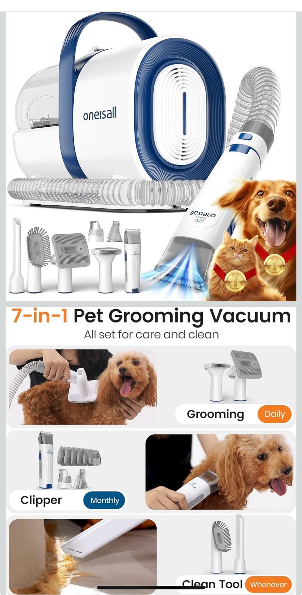 Pet Grooming Vacuum with Clipper Nail Grinder (New in Box)