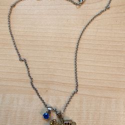 Train Pendant And Blue Stone Necklace