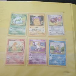 Base Set Starters Plus Mew And Eevee Pokemon Cards 1995 Wotc