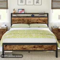 Queen Sized Rustic Brown Bed Frame 