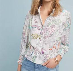 Anthropologie Maeve jungle Print Button-Down Blouse