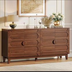 SIDEBOARD OR BUFFET IN WALNUT COLOR & GREAT DESIGN BRAND NEW 63X16X34 4 DOORS AND REGULABLE SHELVES