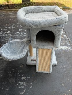 Feandrea Gray Cat Tree with Condo and Hammock
