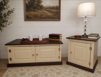 Title: Modern Farmhouse Two-Tone Table Set (Coffee & End Table)
