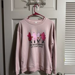 On Wednesday We Wear Pink Ghost Crewneck Sweatshirt Size Small 