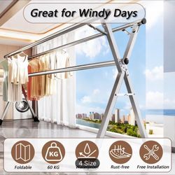 Folding Clothes Drying Rack Indoor Outdoor