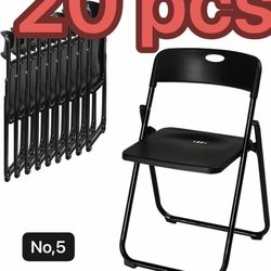 20 Pcs Folding Chair, 300LBS Lightweight Foldable Plastic Chair, Reinforced Metal Frame Easy to Fold & Store for Indoor & Outdoor, Wedding, Party, Mee