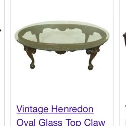 Vintage oval Henredon Glass  Coffee Table. Paid $1950 In 1990 For It. Hand Carved Mahogany Base& Legs  . ArlingtonTx  Wood. 