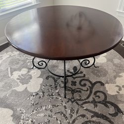 Wrought Iron Wood Top round table/ MOVING OBO