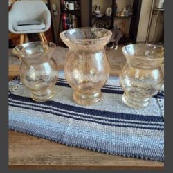 New Set Of 3 Amber Colored Glass Vases