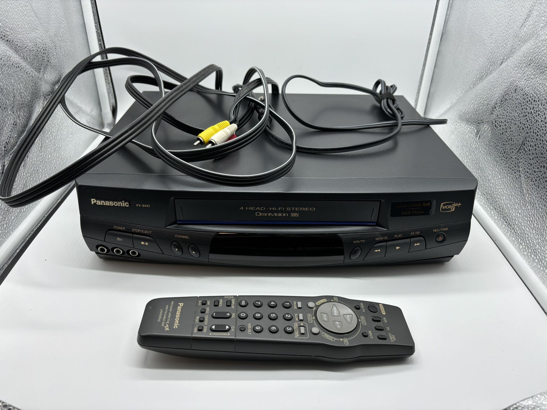 Panasonic PV-8451 Omnivision VHS VCR Player Blue Line Black + OEM Remote Works!